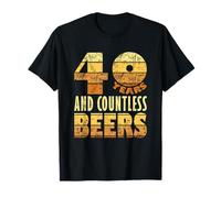 40 Years and Countless Beers Funny 40th Birthdays Beer Lover Camiseta