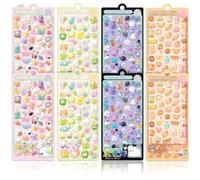 400 + (8 hojas) calcomanías 3D lindas hinchadas kawaii divertidas calcomanías de gelatina japonesa, calcomanías decorativas de resina para álbumes de recortes, diarios, planificadores, decoración