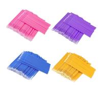 400 cepillos de pestañas, aplicador de 4 colores, microcepillos para detalles de limpieza, microfibra flexible para arte de uñas y cuidado dental extensiones de pestañas