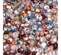 400 cuentas de cristal de bosque encantado, mezcla de plata y oro rosa, rojo profundo para fabricación de joyas, artes y manualidades