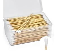 400 hisopos largos de algodón en caja, hisopos de algodón de bambú de 6 pulgadas con palos de madera, algodón natural, altamente absorbente, aplicadores con punta de algodón sin pelusa para