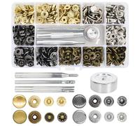 400 Kits de Botones a Presión, 12 mm Broches de Costura Botón a Presión de Metal con 4Pcs Herramientas de Instalación, 4 Colores Botones de Cuero para Ropa, Chaquetas, Jeans, Pulseras, Bolsos