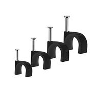 400 Pcs Grapas para Cables Redondo, 8mm Grapas Cable Pared, De Acero Para Cables De Clavos, Clavos Fuertes, Duraderos Negro Redondos