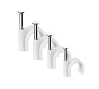 400 Pcs Grapas para Cables Redondo, Grapas Cable Pared, Clavos Fuertes, Duraderos, Blancos, Redondos,4mm,6mm,8 mm,10mm