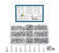 400 PcsTornillos Autorroscantes, Tornillos Roscachapas M3/M3,5/M4/M5, Tornillos de Cabeza Plana Cruz y Redonda con Arandela, Tornillo para Madera Metal