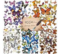 400+ Pegatinas realistas de mariposas, autoadhesivas, de PVC vintage para álbumes de recortes, laptop, diario, proyectos de bricolaje, ventanas, sobres, decoración de fiestas temáticas de primavera.
