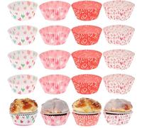 400 Piezas Capacillos para Cupcakes de Papel Corazón | Patrón Romántico en Colores Suaves, Desechables para Brownies y Mini Tartas, Uso en Casa y Catering