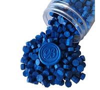 400 piezas de cuentas de cera para sello, cuentas de sello de cera PORXFLY ideales para invitaciones de boda, paquetes de vino, sobres de tarjetas, envoltorio de regalo (Azul zafiro)