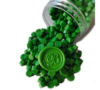 400 piezas de cuentas de cera para sello, cuentas de sello de cera PORXFLY ideales para invitaciones de boda, paquetes de vino, sobres de tarjetas, envoltorio de regalo (Verde)