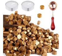 400 Piezas de Cuentas de Cera para Sello de Cera, Kit de Cera de Sellado, Cuentas de Sello Rojo, Cuentas de Cera de Sellado Octogonales, para Invitaciones de Boda, Sobre Personal - Oro