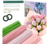 400 Piezas Limpiapipas Manualidades Flores Set de Limpiapipas Flores, Limpia Pipas para Manualidades de Colores con instrucciones, cintas para Flores, para Regalos Artesanales y Decoración