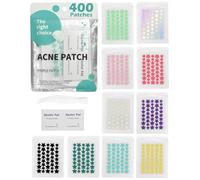 400 Piezas Parches Granos, Pimple Patches | Acne Patch, Estrellas para Granos Pegatinas Granos Cara Acné Invisibles Hidrocoloides con 10 Toallitas con Alcohol y Pinzas, 10 Colores