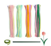 400 Pipe Cleaners para Ocio Creativo, 6 mm denso, colores macaron y varios colores, con tallos florales y cinta florista verde oscuro, curar pipa DIY