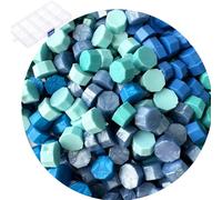 400 Sello Lacre Cera de Sellado Octagonal Perlas Azul Marino Sello Cera para Sellar y Decorar Cartas e Invitaciones (azul 3)