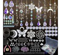 400 Stück Sonnenfänger Kristall Bastelset, GOMETY DIY Sonnenfänger Fenster Deko Bastelset Erwachsene Suncatcher Windspiel Basteln Hängedekoration für Zuhause Büro Garten Outdoor Hochzeit Party deko