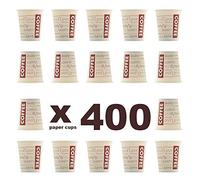 400 Vasos de carton. Vasos cafe desechables. Vaso de cafe para llevar 190 ml, resistentes al calor. Vasos maquina vending, oficinas etc. Vasos para bebidas calientes y frías. Leste