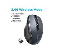 (4000 DPI 2.4G Negro) 【NUEVO】UGREEN Mouse Inalámbrico Ergonómico 4000 DPI Silencioso 6 Botones Para