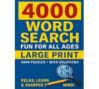 4000 Vertical Word Search Puzzle Book: 125 Large Print Puzzles - 32 Words Each - Fun Brain Games for All Ages to Improve Focus, Memory & Concentration