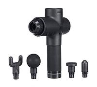 4000R / Min Masaje Corporal Pistolas De Terapia Vibratoria Eléctrica 20 Archivos Máquina De Masaje De Relajación Led Masajeador Muscular Relajante + 4 Cabezas Negro