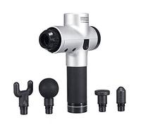 4000R / Min Masaje Corporal Pistolas De Terapia Vibratoria Eléctrica 20 Archivos Máquina De Masaje De Relajación Led Masajeador Muscular Relajante + 4 Cabezas Plata