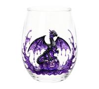 400ml Stemless Glass Cup With Dragon Print For Home Bar Drinks