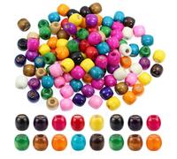 400Pcs Cuentas de Madera con Gran Agujero, BetterJonny Abalorios Madera Natural Cuentas Colorida Bolas Cuenta Espaciadoras para Manualidades y Fabricación de Joyas,11x12mm