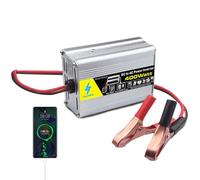 400W Car Power Inverter DC - Modified Sine with USB Display | 200W Rated 400W For Outdoor Solar Camping RV Home Appliances, Battery Clip Or Lighter Plug Included