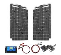 400W Flexible Kit Panel Solar Monocristalina Placa Solar con controlador 40A salida USB para cargar baterías 12v 24v (gel AGM ventilado) para caravana, autocaravana, barco, techo