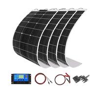 400W Solar Charging DIY Kit 4 * 100W Flexible Solar Panel 12V Photovoltaic Waterproof Solar Charger 40A Controller+3m Cable+1m Battery Clip Cable for 12v Battery Charger (400)
