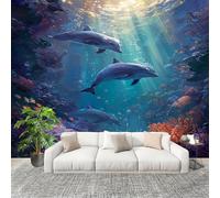 400x280 cm Fotomurali in TNT Animali Del Mondo Sottomarino Carta da Parati Fotografica Moda Murale Decorazione Personalizzabile Blu Moderno e Lussuoso 3D HD Panorámico Carta per Pareti