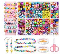 403 perlas para enhebrar, 120 + patrón de perlas de arcilla de polímero, perlas suaves para macetas con sonrientes, frutas, animales, dulzura, arco iris, amor, manualidades, regalo para niños