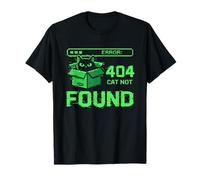 404 Cat Not Found Pixel Art Glitch Error Divertido Felino Camiseta
