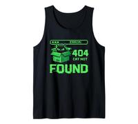 404 Cat Not Found Pixel Art Glitch Error Divertido Felino Camiseta sin Mangas