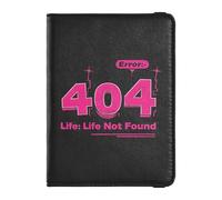 404 Error Life Not Found - Funda de piel para pasaporte y tarjeta de vacunación, organizador de documentos de viaje, funda protectora para pasaporte para hombres y mujeres, impermeable