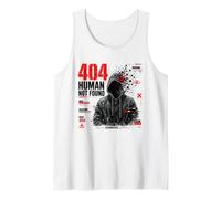 404 Humano no Encontrado Cyber Glitch Error Arte distópico Camiseta sin Mangas