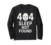 404 Sleep Not Found Sarcástico Insomnio Meme Arte Gráfico Manga Larga