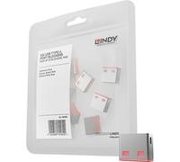 LINDY 40460, Bloqueador de puertos USB (Sin llave), Pack de 10 bloqueadores, Color rosa