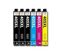 405XL Cartuchos Tinta Compatibles Paquete de 6 para Epson Workforce Pro WF-3820 WF-3825 WF-4820 WF-4825 WF-4830 WF-7830 WF-7835 WF-7840 (3 unidades, negro, 1 unidad de cada color)