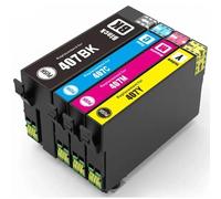 407 Pack 4 Cartuchos de Tinta compatibles con Epson 407 Negro Cian Magenta y Amarillo C13T07U140 C13T07U240 C13T07U340 C13T07U440