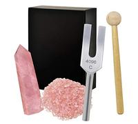 4096C Juego de tenedor de afinación de cristal rosa para purificar el Chakra Meditación Ornamento Set W4315 - Rosa