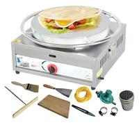 40cm, máquina de crepé comercial placa calefactora grande eléctrica antiadherente Pancake Maker, esparcidor de masa, sartén de panqueque espátula de madera para gas GLP