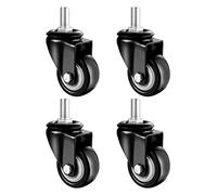 40mm Swivel Stem Caster Wheel for Furniture,Bolt/M8,M10,M12/X25mm,360° Black Swivel Caster with Brake,Heavy Duty Replacement Castor,4pcs Load Bearing 100kg Castors (Color : 4 Pcs with B(4 Pcs Without