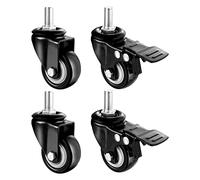 40mm Swivel Stem Caster Wheel for Furniture,Bolt/M8,M10,M12/X25mm,360° Black Swivel Caster with Brake,Heavy Duty Replacement Castor,4pcs Load Bearing 100kg Castors (Color : 4 Pcs with B(4 Pcs,M10*25mm