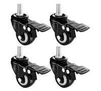 40mm Swivel Stem Caster Wheel for Furniture,Bolt/M8,M10,M12/X25mm,360° Black Swivel Caster with Brake,Heavy Duty Replacement Castor,4pcs Load Bearing 100kg Castors (Color : 4 Pcs with B(4 Pcs With Bra