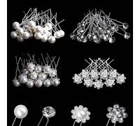 40PCS Horquillas Pelo Mujer de Novia, BetterJonny Horquillas Perlas de Diamantes Pinzas para el Pelo en Forma de U Horquilla para el Cabello de Novia Horquilla para Mujeres Bodas Niñas