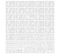 40pcs Plantillas de letras, Alfabeto Diseños Plantillas, Números Artístico Plantilla, Grandes Pequeñas Letras Pplantillas de pintura para niños DIY Pintar madera ventana diario tarjetas
