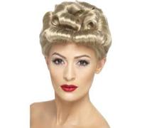 40s Guerra Tiempo Peluca Mujer Rubia Vintage Accesorio de Disfraz Adulto