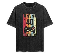 40Th Birthday 1982 Level Unlocked 40 Year Old Gaming Unisex T-Shirt Top Black Mens tee XXL