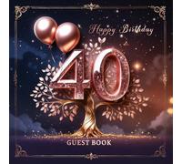 40th Birthday Guest Book | Rose Gold Memory Book with Tree of Life & Balloons - Elegant Anniversary Signing Book for 40 Years Celebration