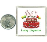40th Birthday Lucky Silver Sixpence Gift in presentation keepsake box. Great good luck present idea for man or woman